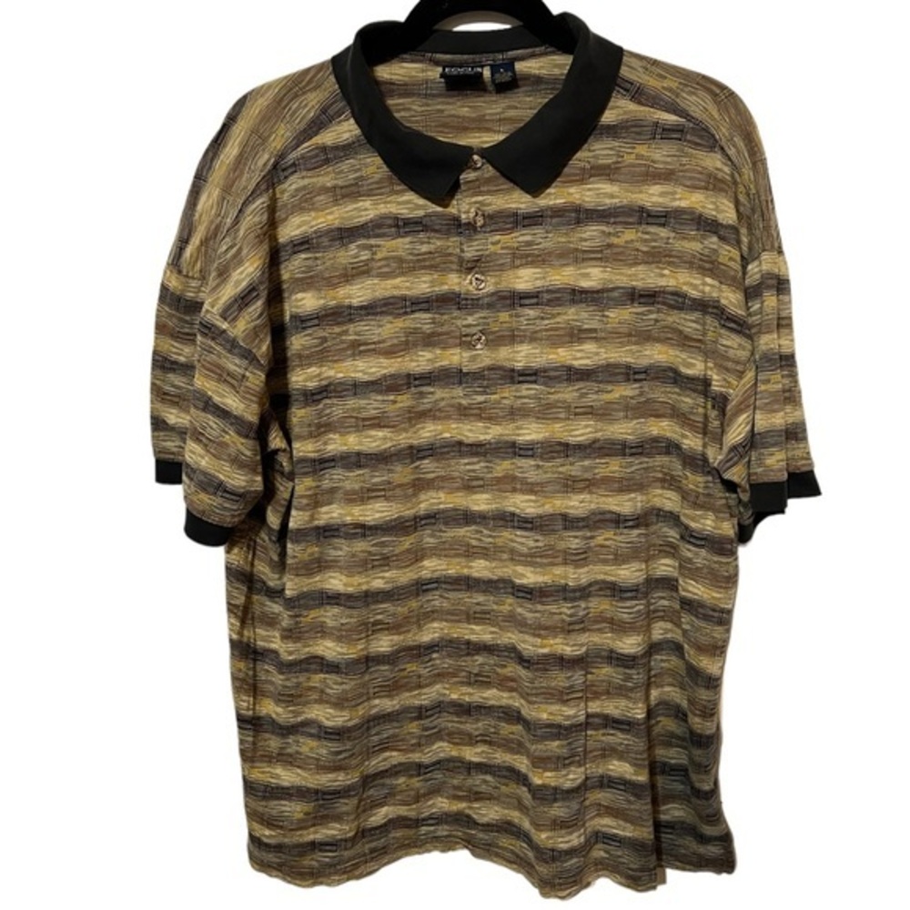 Focus Gulf Polo Striped Shirt 100% Fine Mercerized Cotton Size Large